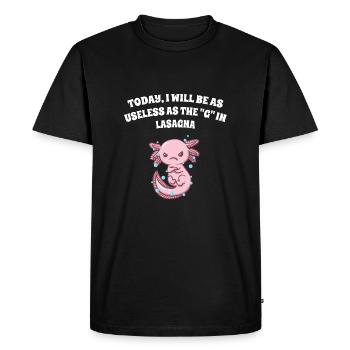 Je serai aussi inutile que le G dans la lasagne lus - T-shirt Premium bio Homme - noir - Devant - Nico (187cm)