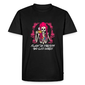 Sarcasme fluide et mots fluides de drôles s - T-shirt Premium bio Homme - noir - Devant - Nico (187cm)