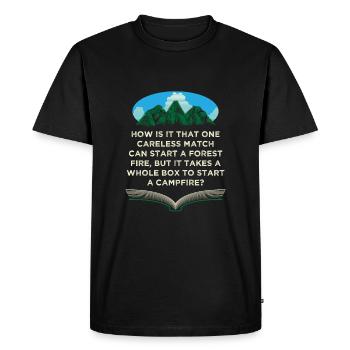 A match Start a forest fire camping jump - Men's Premium Organic T-Shirt - black - Front - Nico (187cm)