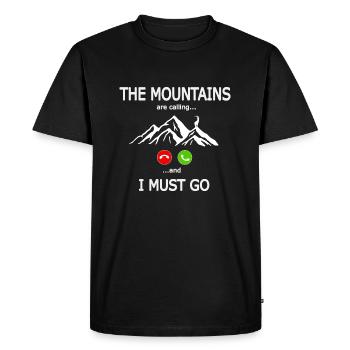 The Mountains are calling and I must go Berg Motiv - Men's Premium Organic T-Shirt - black - Front - Nico (187cm)
