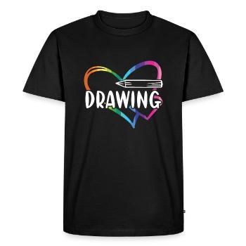 Drawer Heart Drawing - Men's Premium Organic T-Shirt - black - Front - Nico (187cm)