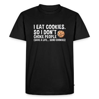 Baking Save A Life... Send Cookies Cookie - Men's Premium Organic T-Shirt - black - Front - Nico (187cm)