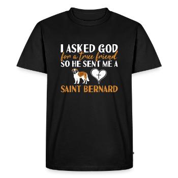I Asked God Saint Bernard - Men's Premium Organic T-Shirt - black - Front - Nico (187cm)