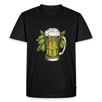 Beer Glass Hops Beer - Men's Premium Organic T-Shirt - black - Front - Nico (187cm)