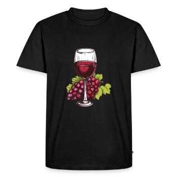 Wine Glass Grapes Wine - Men's Premium Organic T-Shirt - black - Front - Nico (187cm)