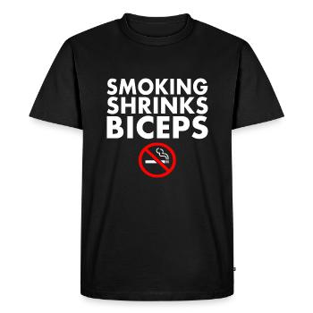 Smoking shrinks the biceps - Men's Premium Organic T-Shirt - black - Front - Nico (187cm)