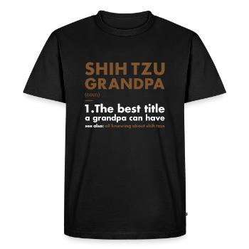 Shih Tzu Grandpa Définition - T-shirt Premium bio Homme - noir - Devant - Nico (187cm)