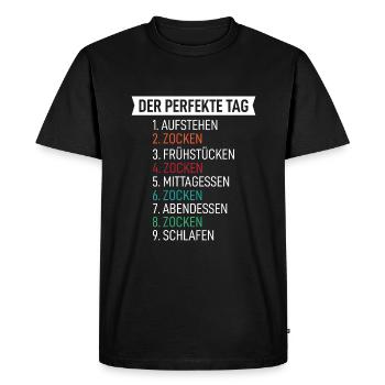 Zocker - Männer Premium Bio T-Shirt - Schwarz - Vorne - Nico (187cm)