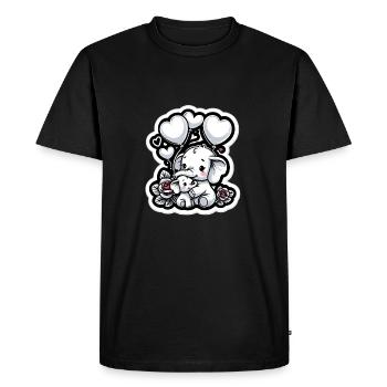 Cute baby elephant with heart balloon elephant mom - Men's Premium Organic T-Shirt - black - Front - Nico (187cm)