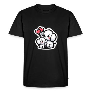 Cute baby elephant with heart balloon elephant mom - Men's Premium Organic T-Shirt - black - Front - Nico (187cm)
