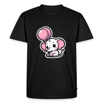 Cute baby elephant with heart balloon elephant mom - Men's Premium Organic T-Shirt - black - Front - Nico (187cm)