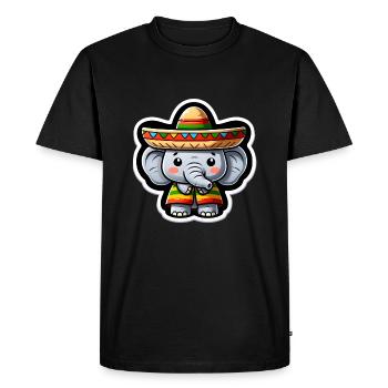 Cinco de Mayo Elephant with Sombrero Cartoon - Men's Premium Organic T-Shirt - black - Front - Nico (187cm)