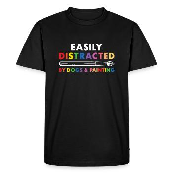 Peintre Facilement Distrait Par Les Chiens Et La Peinture - T-shirt Premium bio Homme - noir - Devant - Nico (187cm)