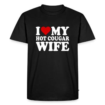 I love my hot cougar wife - Men's Premium Organic T-Shirt - black - Front - Nico (187cm)