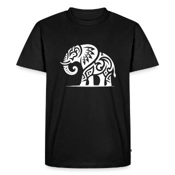 Elephant art tattoo with large tusks - Men's Premium Organic T-Shirt - black - Front - Nico (187cm)