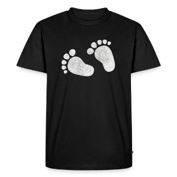 Bébé Pieds Bébé Grossesse Ventre bébé - T-shirt Premium bio Homme - noir - Devant - Nico (187cm)