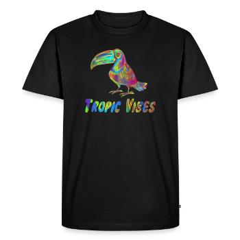 Tropic Vibes | tropical caribbean vacation toucan bird - Men's Premium Organic T-Shirt - black - Front - Nico (187cm)