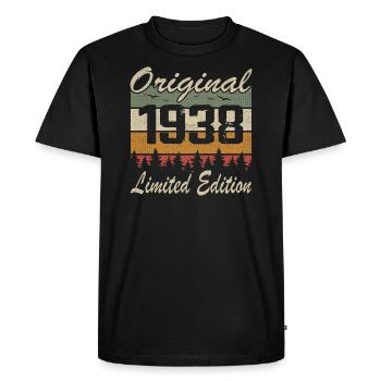 Vintage Anniversaire Idée Cadeau Original 1938 - T-shirt Premium bio Homme - noir - Devant - Nico (187cm)
