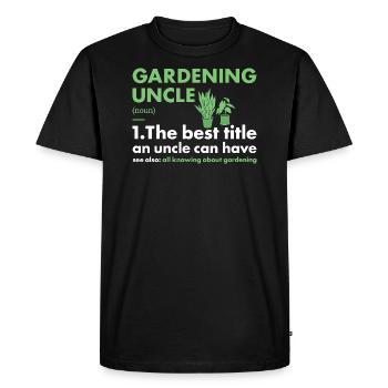 Jardinier Oncle Définition Jardinage - T-shirt Premium bio Homme - noir - Devant - Nico (187cm)