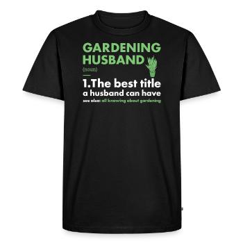 Jardinier Mari Définition Jardinage - T-shirt Premium bio Homme - noir - Devant - Nico (187cm)