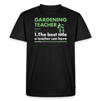 Jardinier Enseignant Définition Jardinage - T-shirt Premium bio Homme - noir - Devant - Nico (187cm)