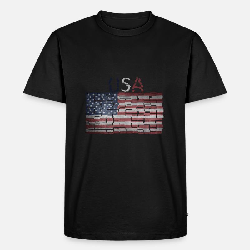 USA Drapeau - Idée de cadeau - T-shirt Premium bio Homme - noir