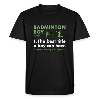 Sport Boy Définition Badminton - T-shirt Premium bio Homme - noir - Devant - Nico (187cm)