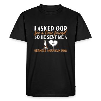 J’ai demandé à Dieu Bouvier Bernois - T-shirt Premium bio Homme - noir - Devant - Nico (187cm)