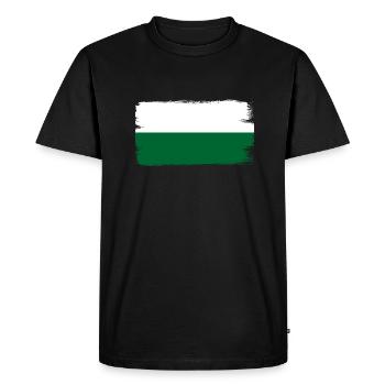 Drapeau de Saxe Drapeau saxon Ossi Holiday SN - T-shirt Premium bio Homme - noir - Devant - Nico (187cm)