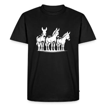 Cute Donkey Group Portrait Farmer Pictures - Men's Premium Organic T-Shirt - black - Front - Nico (187cm)