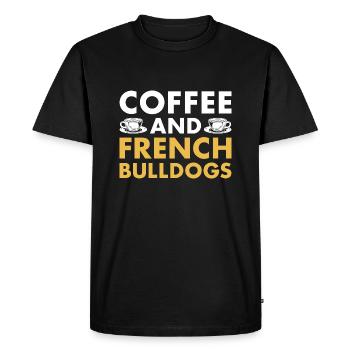 Café et bouledogue français - T-shirt Premium bio Homme - noir - Devant - Nico (187cm)