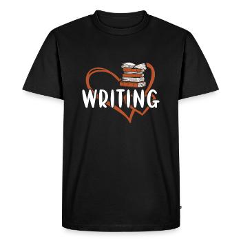 Écrivain Coeur Écriture - T-shirt Premium bio Homme - noir - Devant - Nico (187cm)