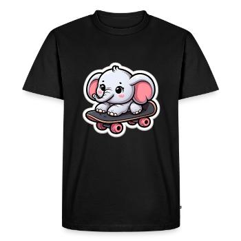 Cute baby elephant with skateboard Elephant mom - Men's Premium Organic T-Shirt - black - Front - Nico (187cm)