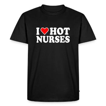 I love hot nurses - T-shirt Premium bio Homme - noir - Devant - Nico (187cm)