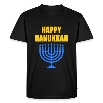 HAPPY HANUKKAH - T-shirt Premium bio Homme - noir - Devant - Nico (187cm)
