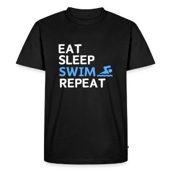 Manger Dormir Nager Répéter la natation - T-shirt Premium bio Homme - noir - Devant - Nico (187cm)