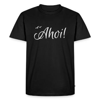 Ahoi avec mouettes - T-shirt Premium bio Homme - noir - Devant - Nico (187cm)