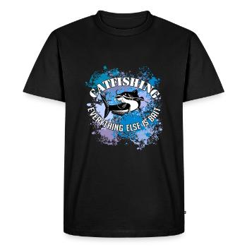 Poisson-chat Wels Waller sur des taches de couleur - T-shirt Premium bio Homme - noir - Devant - Nico (187cm)