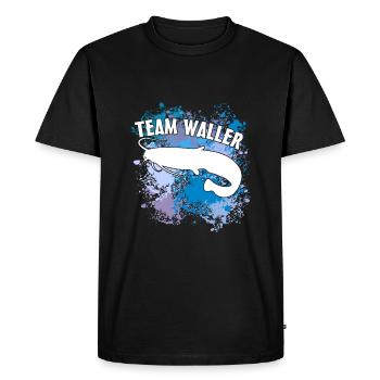 Poisson-chat Wels Waller sur des taches de couleur - T-shirt Premium bio Homme - noir - Devant - Nico (187cm)