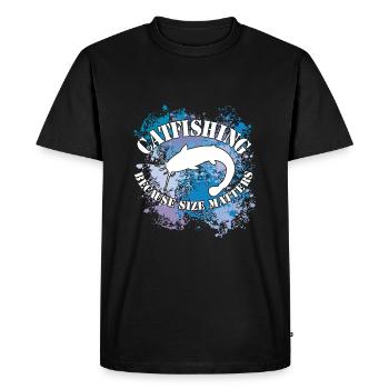 Poisson-chat Wels Waller sur des taches de couleur - T-shirt Premium bio Homme - noir - Devant - Nico (187cm)