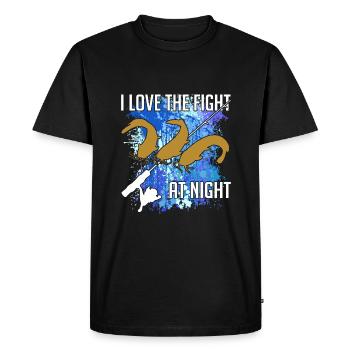 Poisson-chat Poisson-chat Pêche Silhouette de poisson-chat et taches de couleur - T-shirt Premium bio Homme - noir - Devant - Nico (187cm)