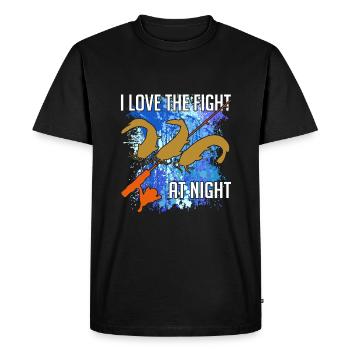 Waller catfish silhouette canne à pêche et éclaboussures de couleur - T-shirt Premium bio Homme - noir - Devant - Nico (187cm)