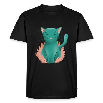 Cute kitten cat and nature - Men's Premium Organic T-Shirt - black - Front - Nico (187cm)