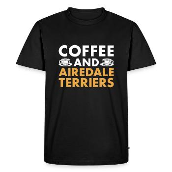 Coffee And Airedale Terrier - Men's Premium Organic T-Shirt - black - Front - Nico (187cm)