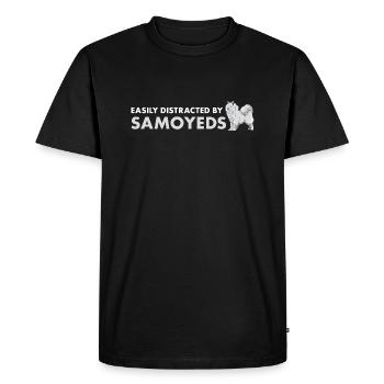 Easily Distracted By Samoyed - Men's Premium Organic T-Shirt - black - Front - Nico (187cm)