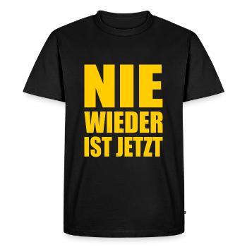 Plus jamais ça n’est maintenant - T-shirt Premium bio Homme - noir - Devant - Nico (187cm)