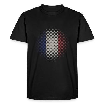 Drapeau France tricolore Paris Nice Lyon - T-shirt Premium bio Homme - noir - Devant - Nico (187cm)