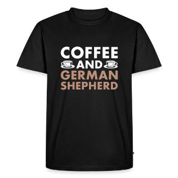 Café et berger allemand - T-shirt Premium bio Homme - noir - Devant - Nico (187cm)