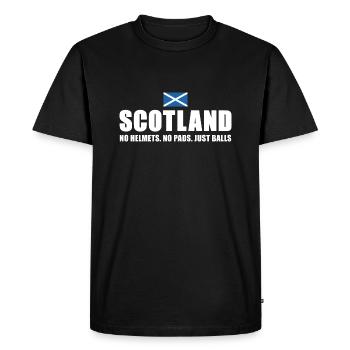 Pas de casques pas de coussinets juste des ballons Ecosse Rugby - T-shirt Premium bio Homme - noir - Devant - Nico (187cm)