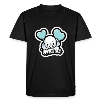 Cute baby elephant with heart balloon elephant mom - Men's Premium Organic T-Shirt - black - Front - Nico (187cm)